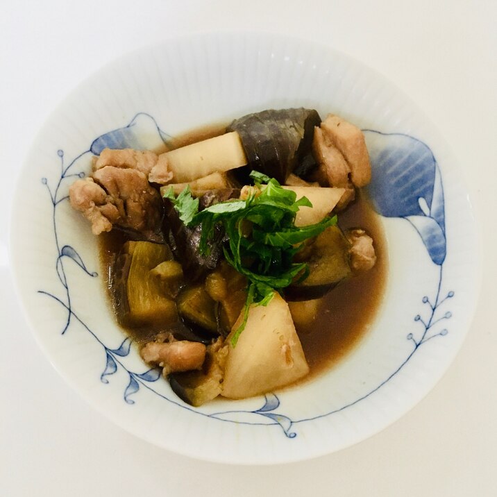 ナスと鶏モモ肉の甘酢煮